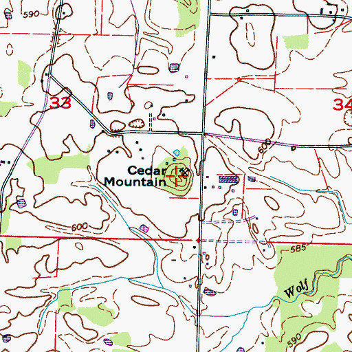 Topographic Map of Cedar Mountain, AL