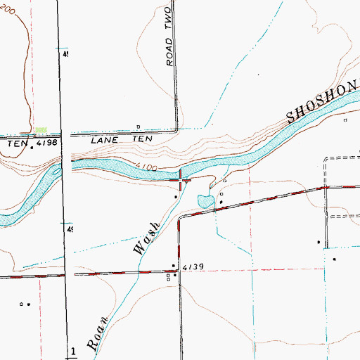 Topographic Map of Roan Wash, WY