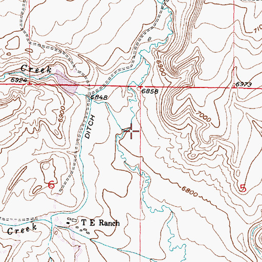Topographic Map of Roaring Creek, WY