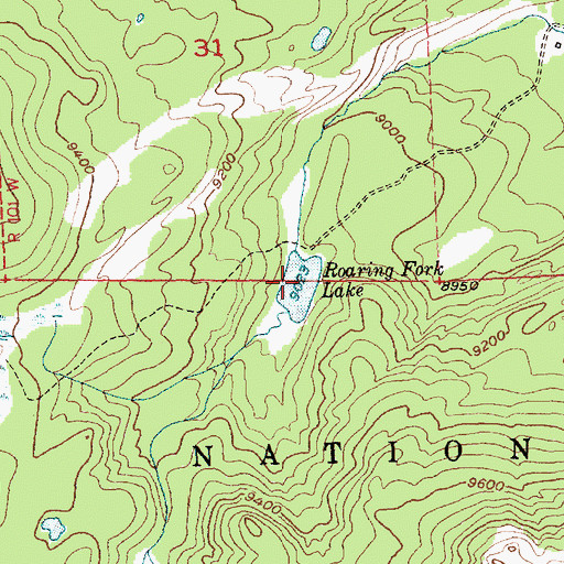 Topographic Map of Roaring Fork Lake, WY