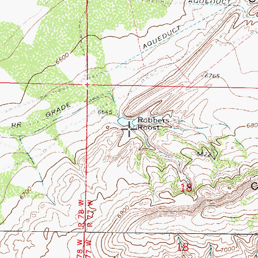 Topographic Map of Robbers Roost, WY