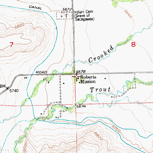 Topographic Map of Roberts Mission, WY