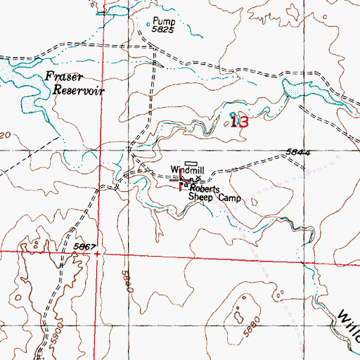 Topographic Map of Roberts Sheep Camp, WY
