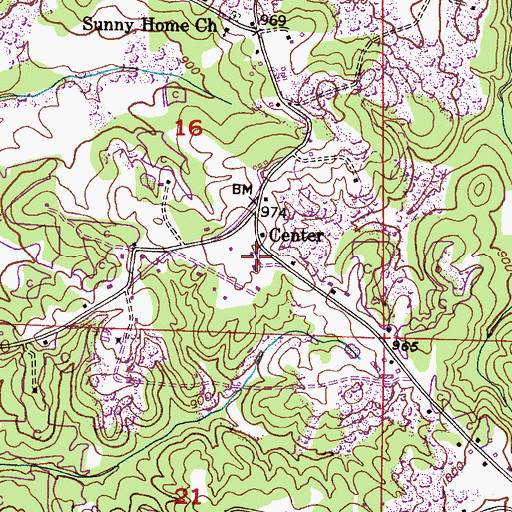 Topographic Map of Center, AL