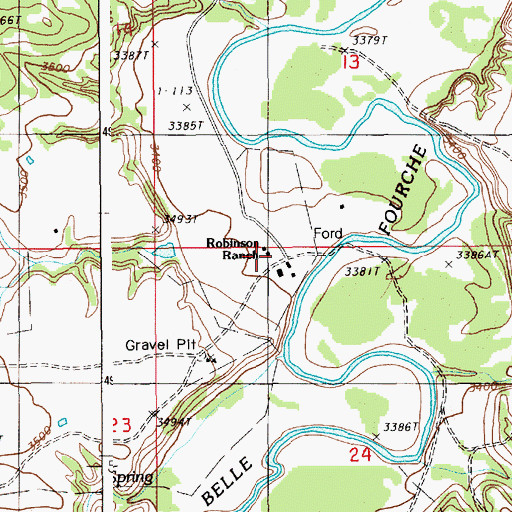 Topographic Map of Robinson Ranch, WY