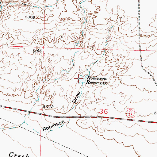 Topographic Map of Robinson Reservoir, WY