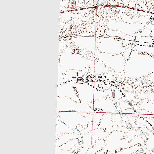 Topographic Map of Robinson Shearing Pens, WY