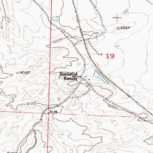 Topographic Map of Rochelle Ranch, WY