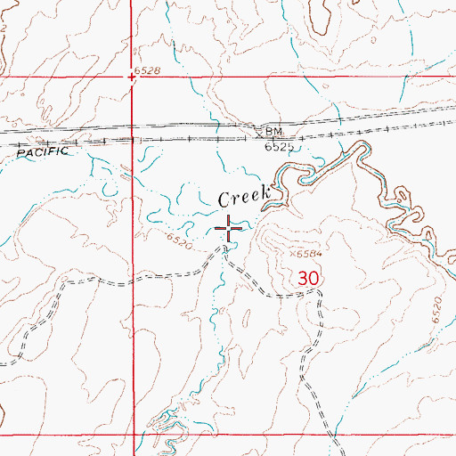 Topographic Map of Rock Creek, WY
