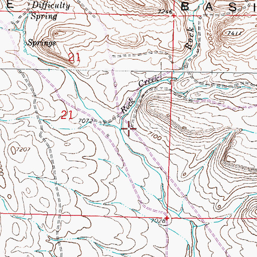 Topographic Map of Rock Creek, WY