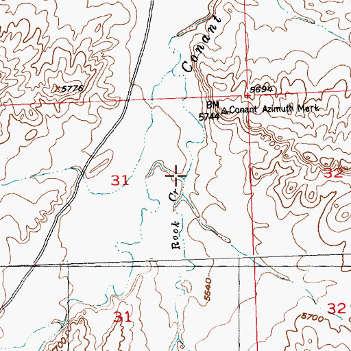 Topographic Map of Rock Creek, WY