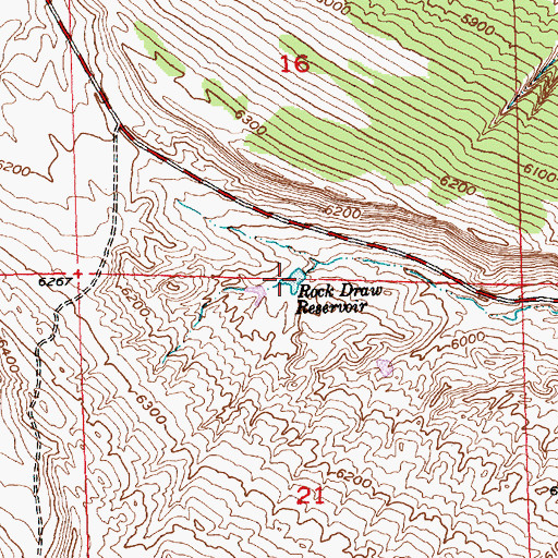 Topographic Map of Rock Draw Reservoir, WY
