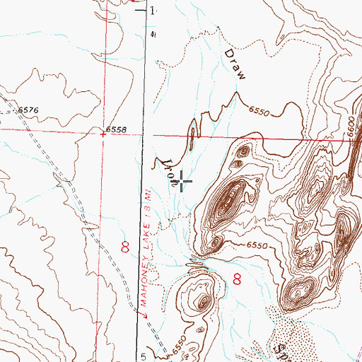 Topographic Map of Rocky Draw, WY