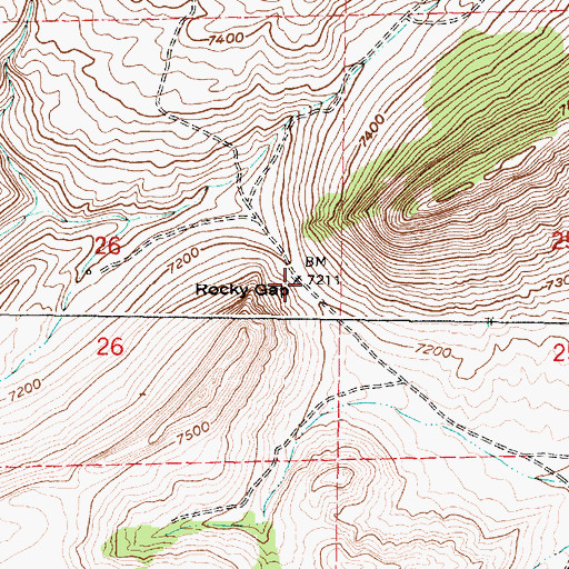 Topographic Map of Rocky Gap, WY