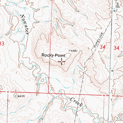 Topographic Map of Rocky Point, WY