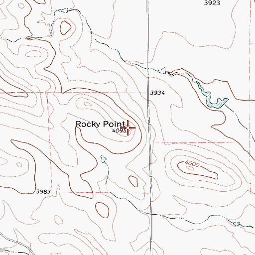 Topographic Map of Rocky Point, WY