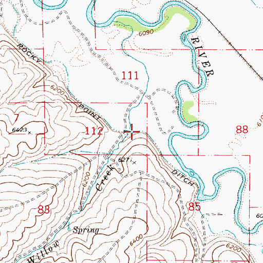 Topographic Map of Rocky Point Ditch, WY