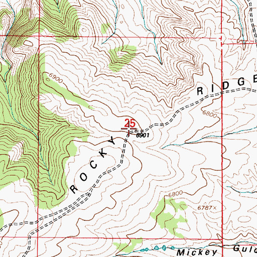 Topographic Map of Rocky Ridge, WY