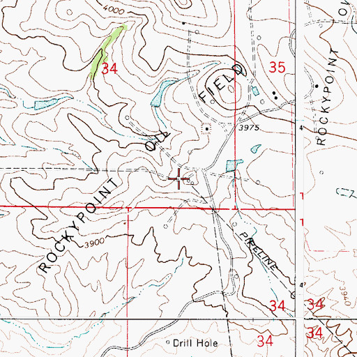 Topographic Map of Rockypoint Oil Field, WY