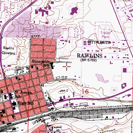 Topographic Map of Rodeo Park, WY