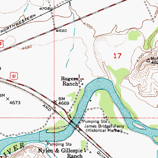 Topographic Map of Rogers Ranch, WY