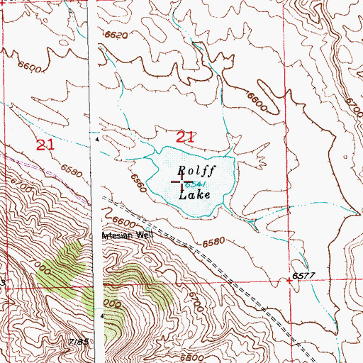 Topographic Map of Rolff Lake, WY