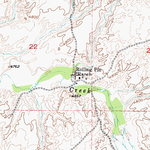 Topographic Map of Rolling Pin Ranch, WY