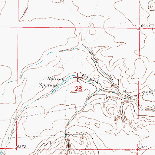 Topographic Map of Rolling Springs, WY