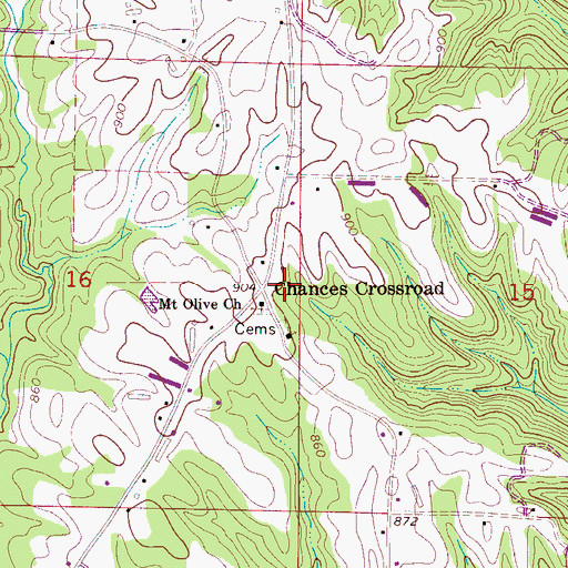 Topographic Map of Chances Crossroad, AL