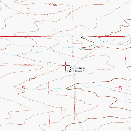 Topographic Map of Romsa Ranch, WY