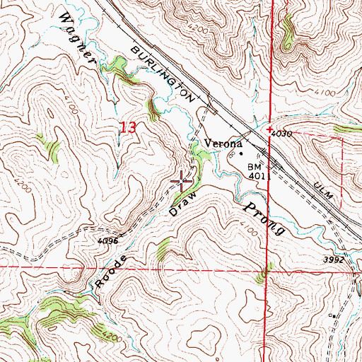 Topographic Map of Roode Draw, WY