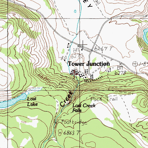 Topographic Map of Roosevelt Lodge, WY