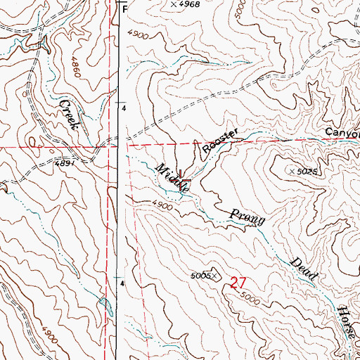 Topographic Map of Rooster Canyon, WY