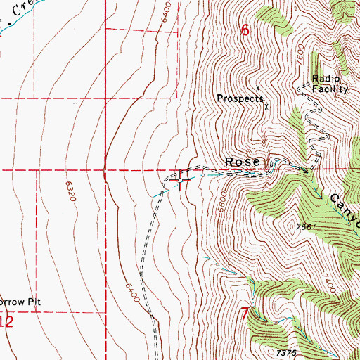 Topographic Map of Rose Canyon, WY