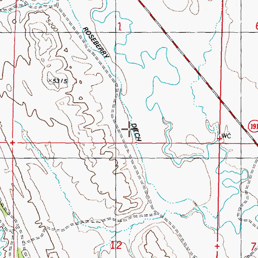 Topographic Map of Roseberry Ditch, WY