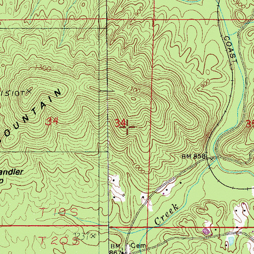 Topographic Map of Chandler Springs, AL