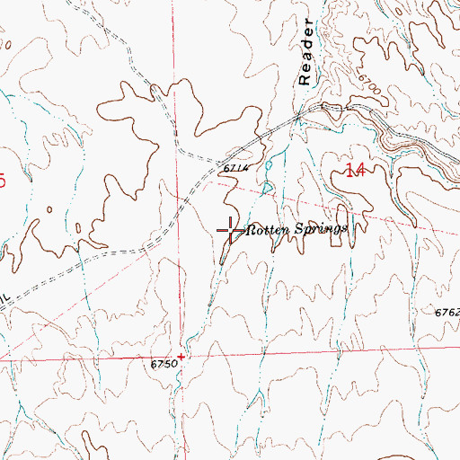 Topographic Map of Rotten Springs, WY