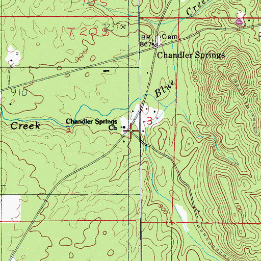 Topographic Map of Chandler Springs Church, AL