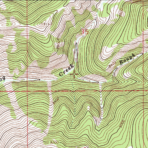 Topographic Map of Rough Creek, WY