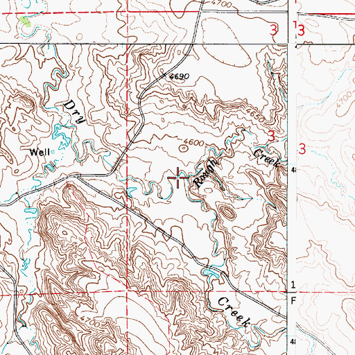 Topographic Map of Rough Creek, WY