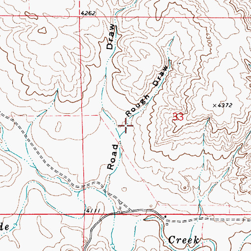 Topographic Map of Rough Draw, WY