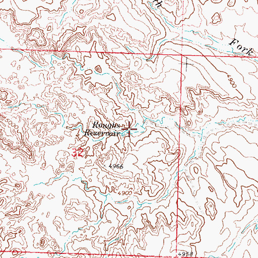 Topographic Map of Roughs Reservoir, WY