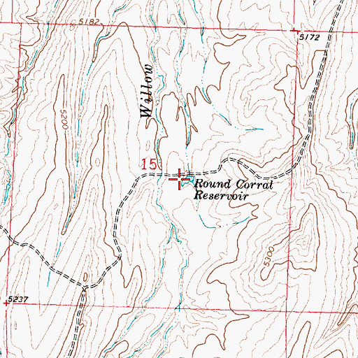 Topographic Map of Round Corral Reservoir, WY
