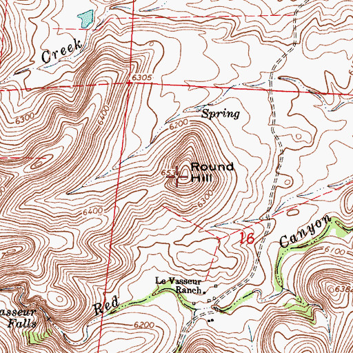 Topographic Map of Round Hill, WY