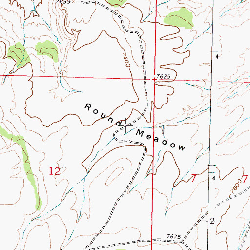 Topographic Map of Round Meadow, WY