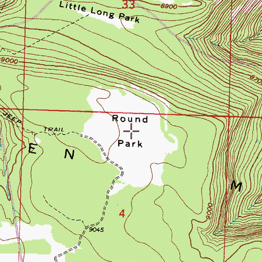 Topographic Map of Round Park, WY