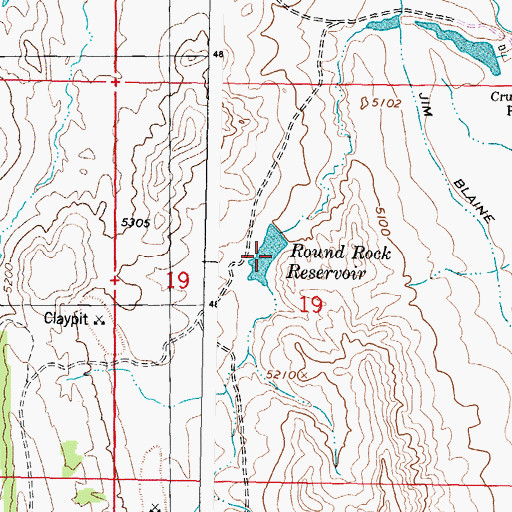 Topographic Map of Round Rock Reservoir, WY