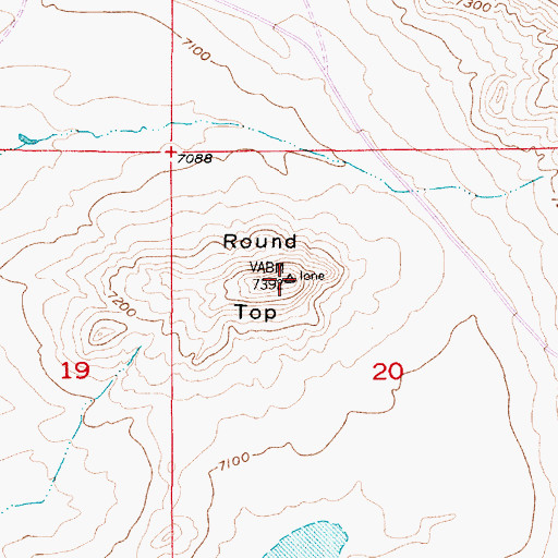 Topographic Map of Round Top, WY