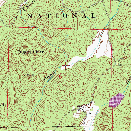 Topographic Map of Charles Branch, AL