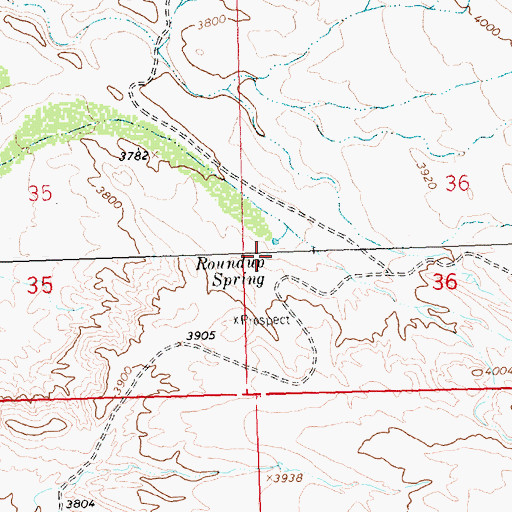 Topographic Map of Roundup Spring, WY